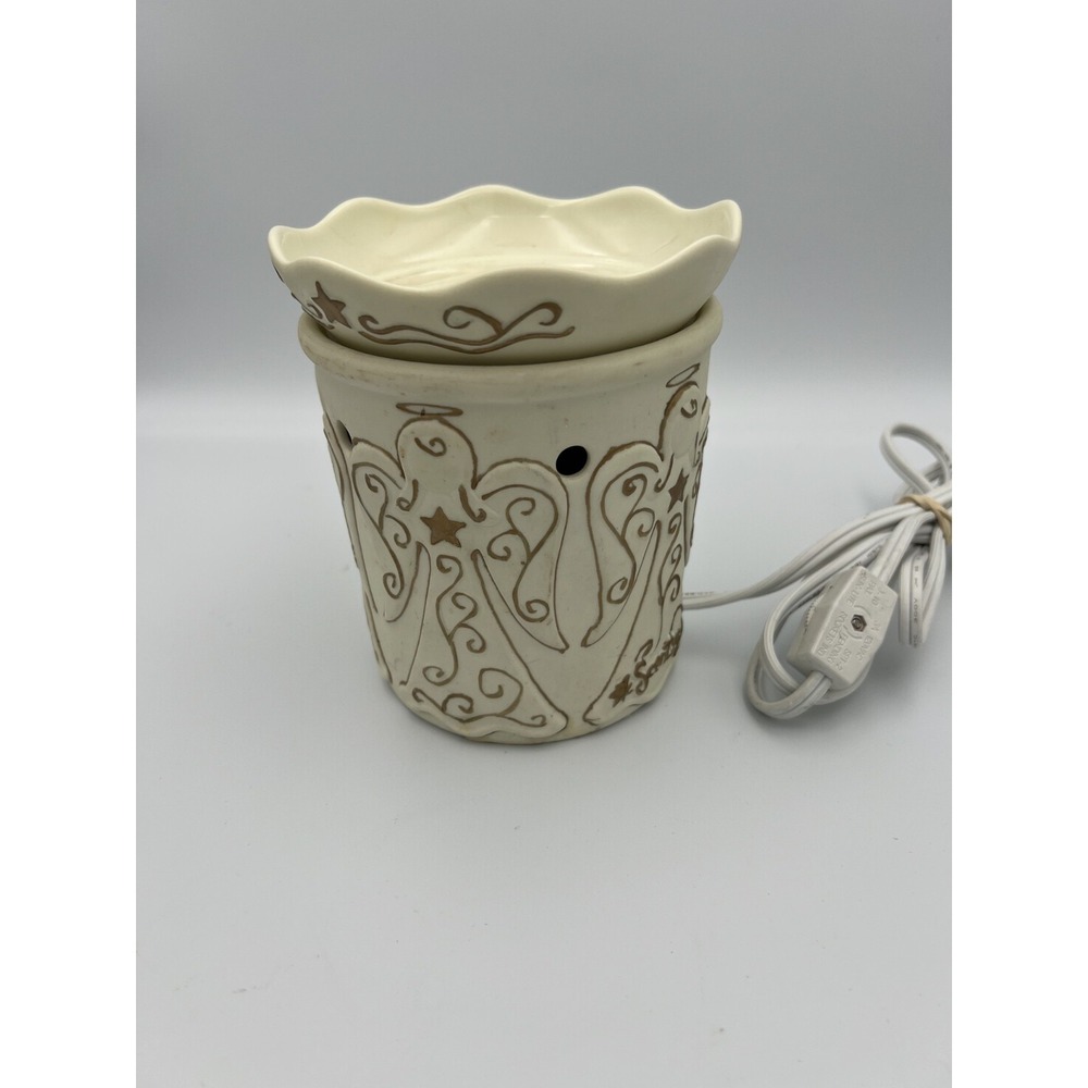 EUC Scentsy Heavenly Angel Full Size Electric Wax Warmer Ivory Gold Christmas